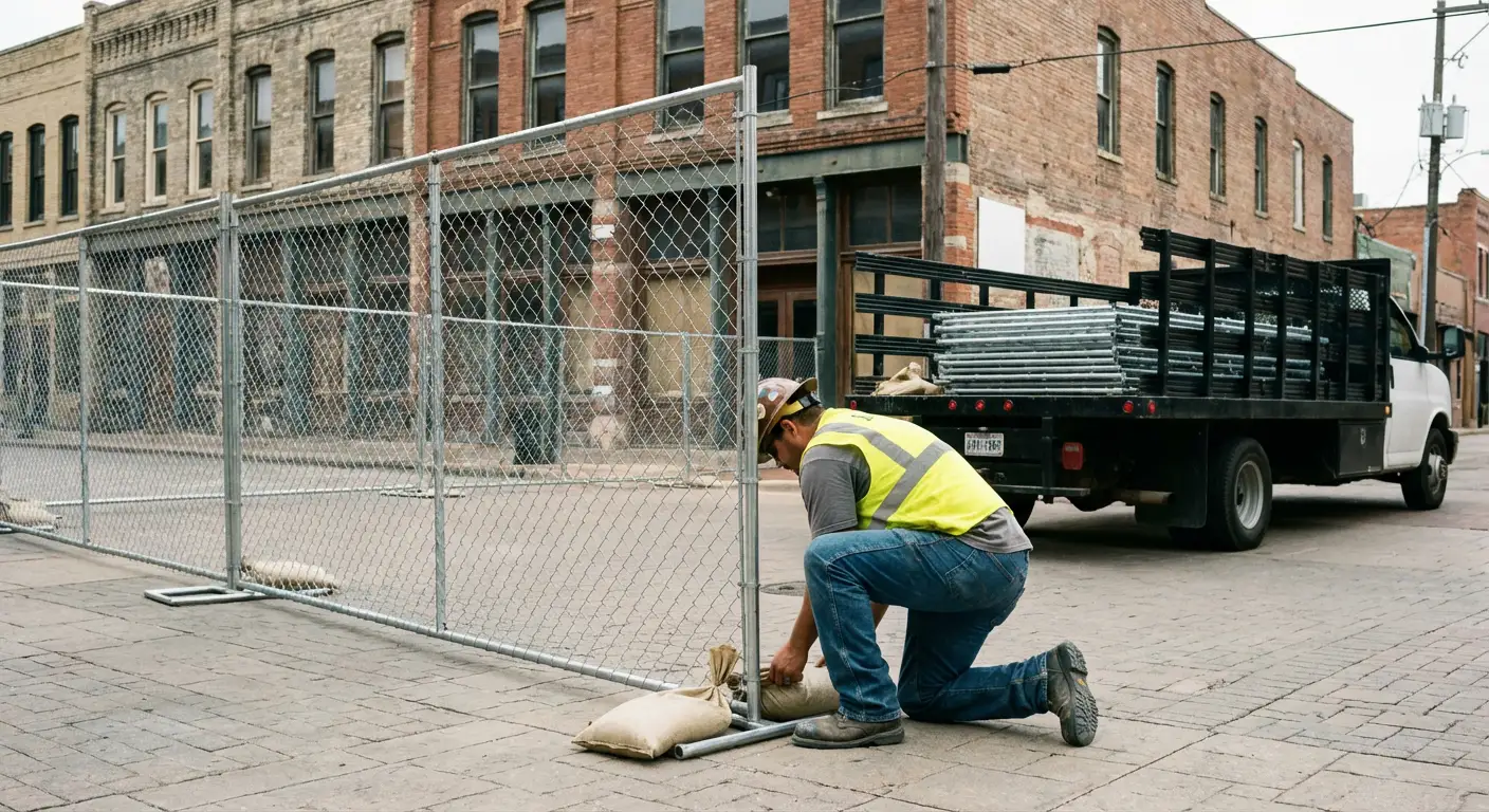 Temporary fence installation in Dunwoody urban environment