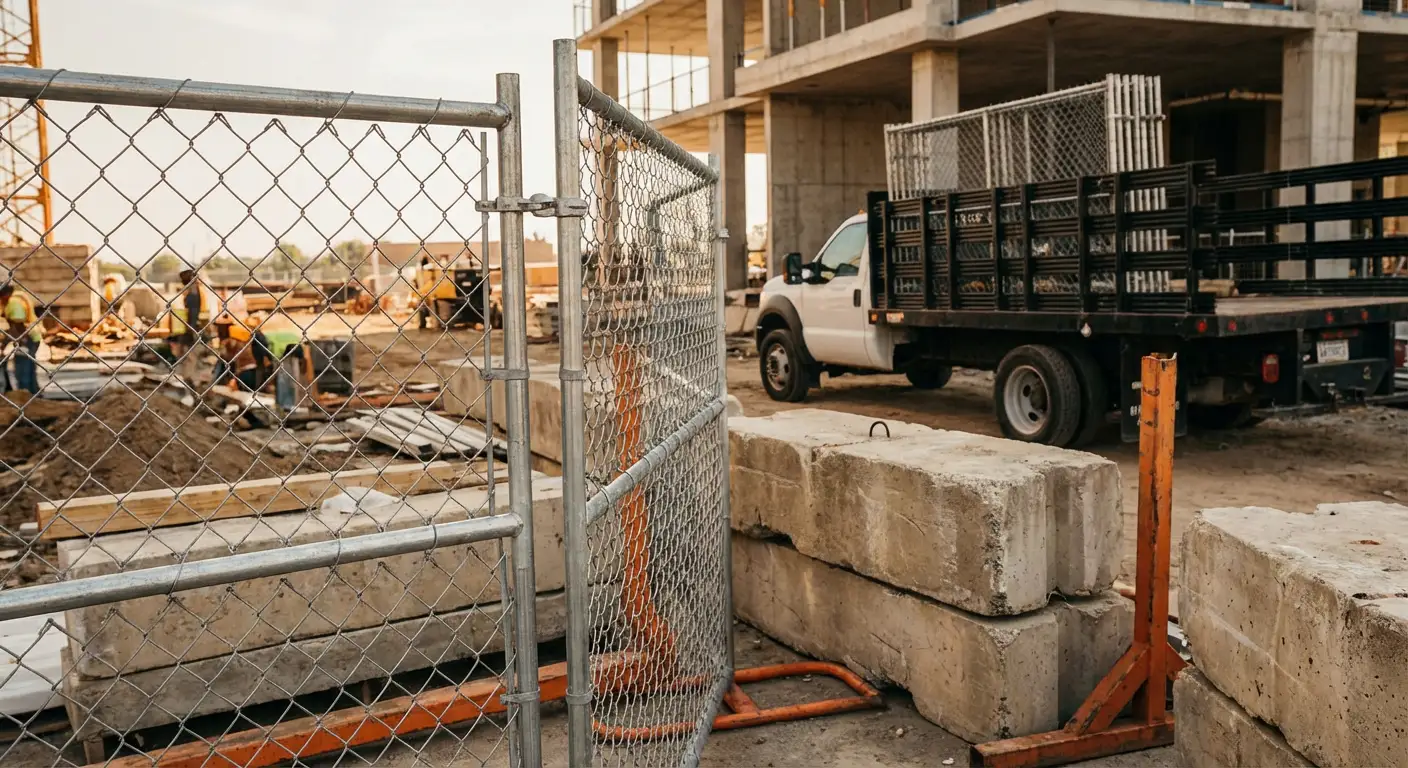 Commercial temporary fencing installation site in Dunwoody, GA