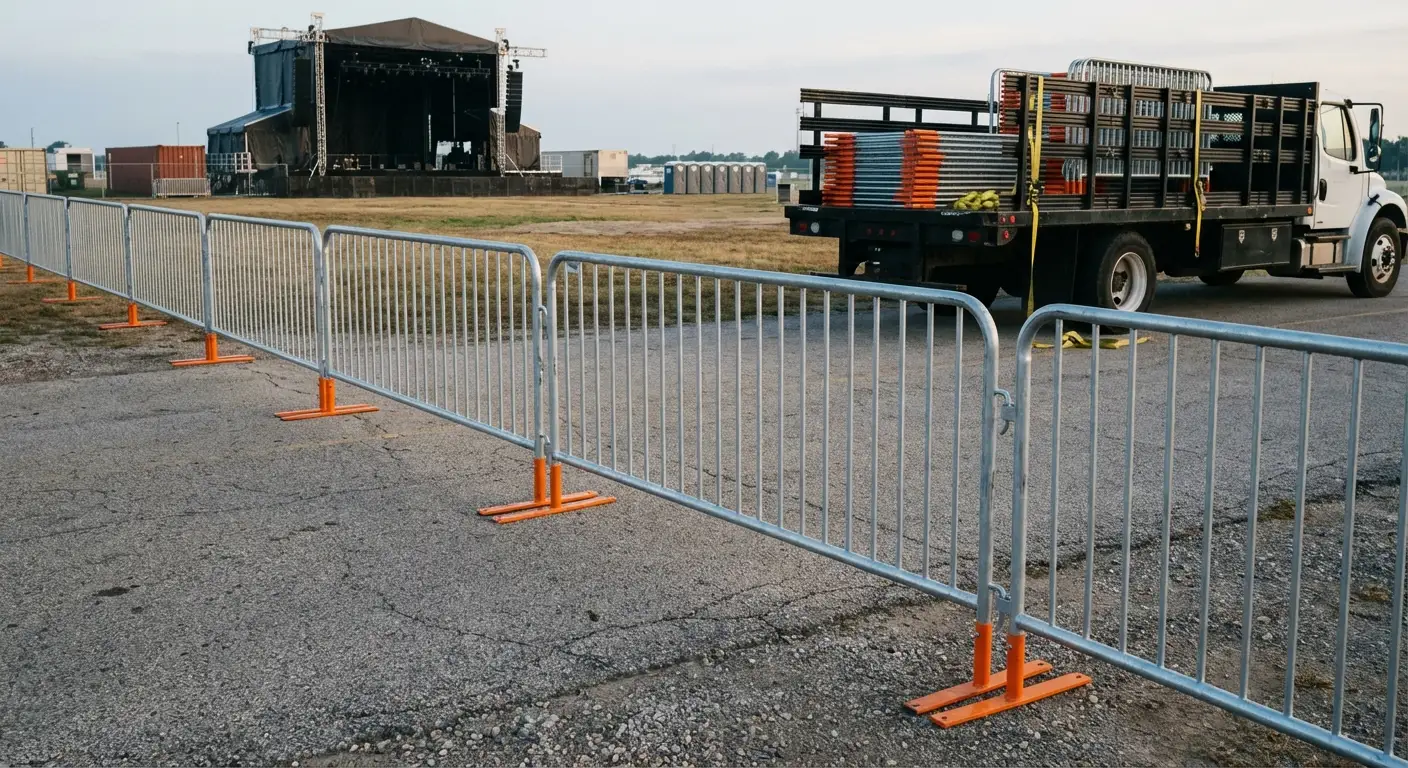 Crowd control barricade setup in Dunwoody, GA