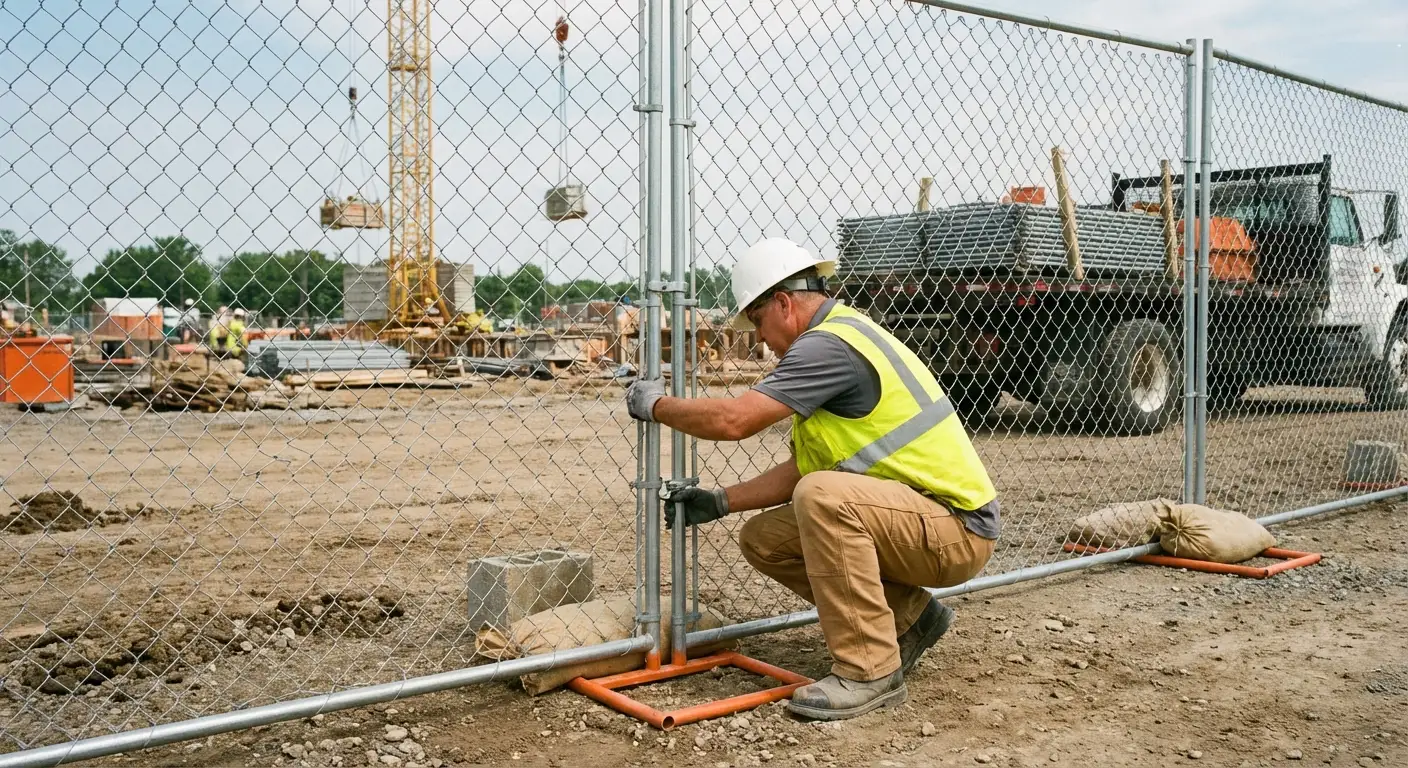 Comparison of professional fencing solutions versus DIY risks on a construction site in Dunwoody, GA