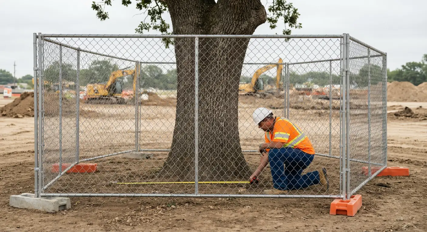 Tree protection zone fencing installation in Dunwoody, GA