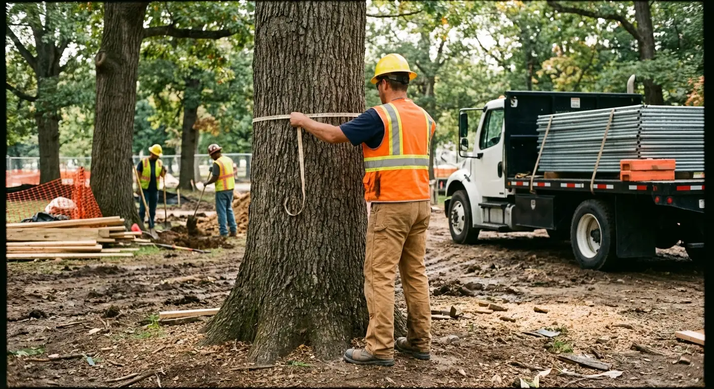 Tree protection zone fencing installation in Dunwoody, GA