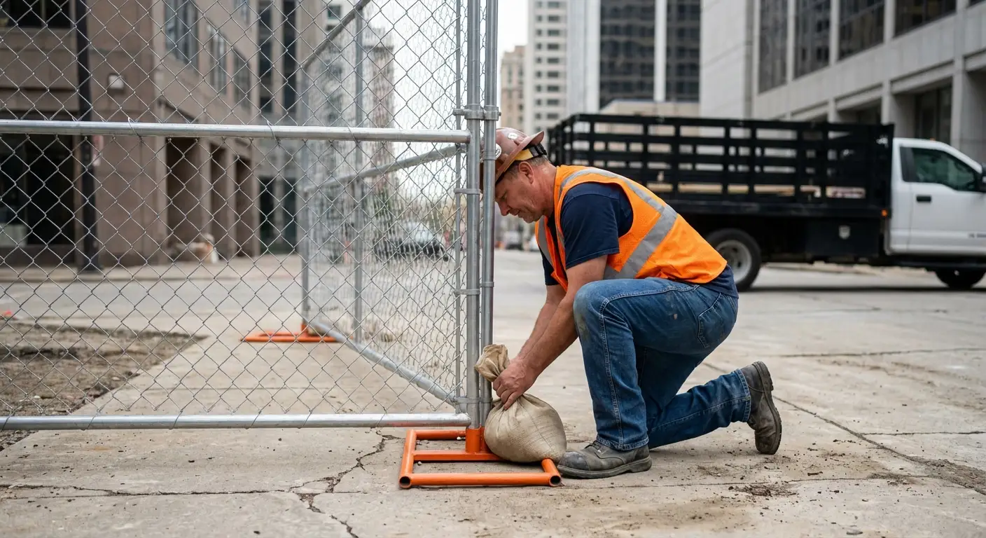 Temporary fence installation in Downtown Dunwoody area