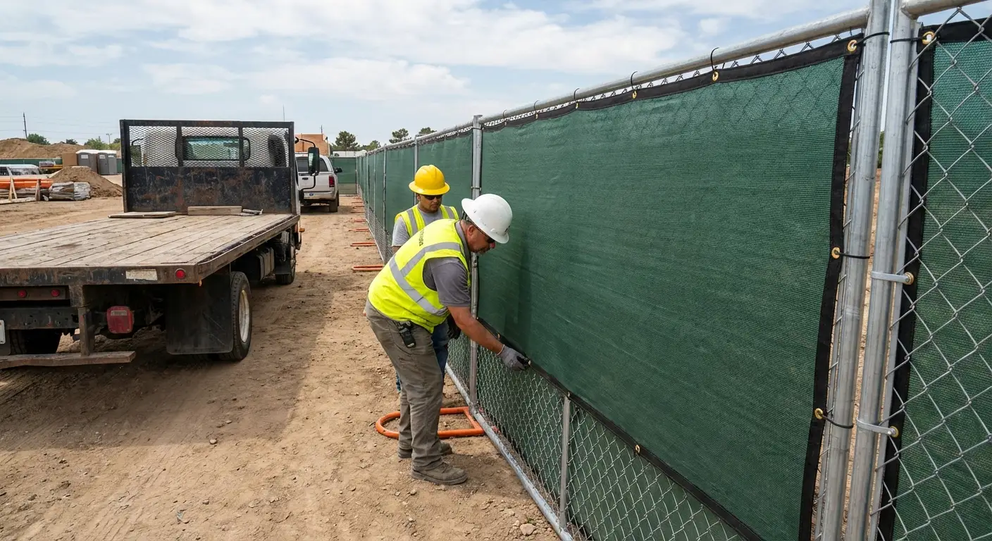 Temporary fence and barricade delivery truck in Dunwoody, GA