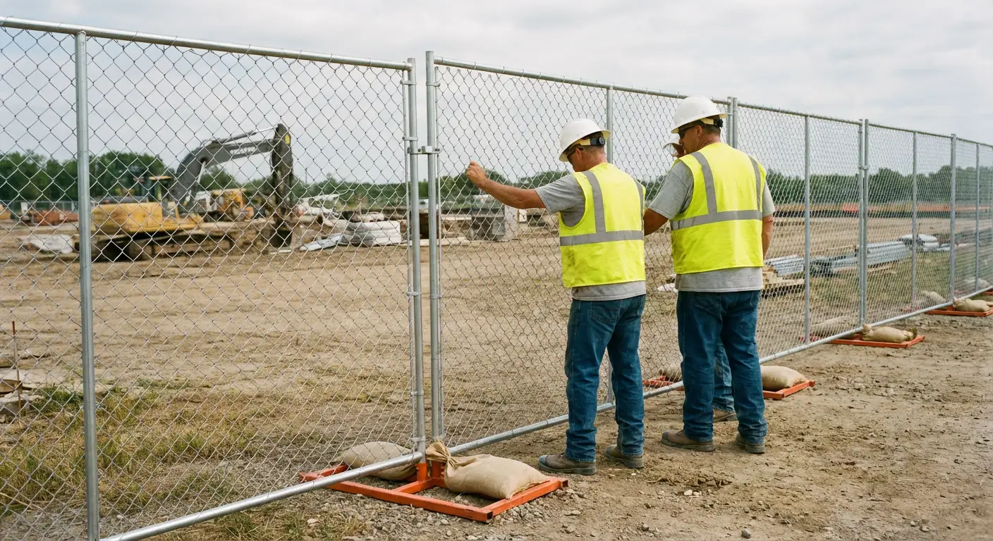 Construction site chain link panel installation in Dunwoody, GA