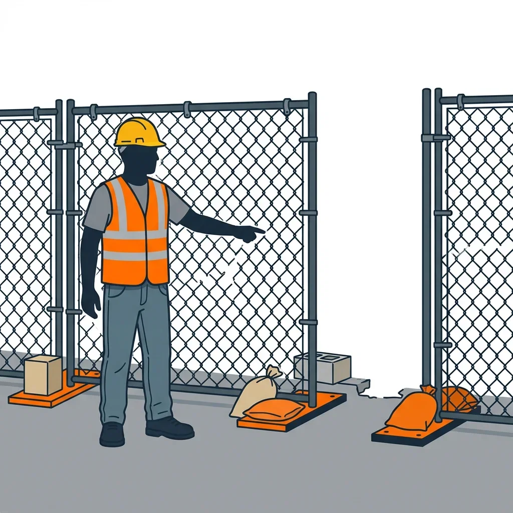 Diagram illustrating common construction site perimeter vulnerabilities in Dunwoody, GA